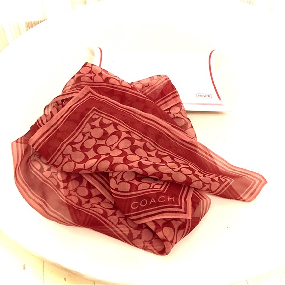 Coach Accessories - Coach 🌸 100% Silk Two-Tone Signature Neck Scarf